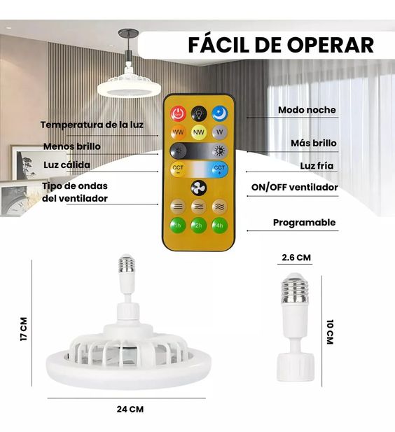 Ventilador, Luz led y Aromatizador 3 en 1